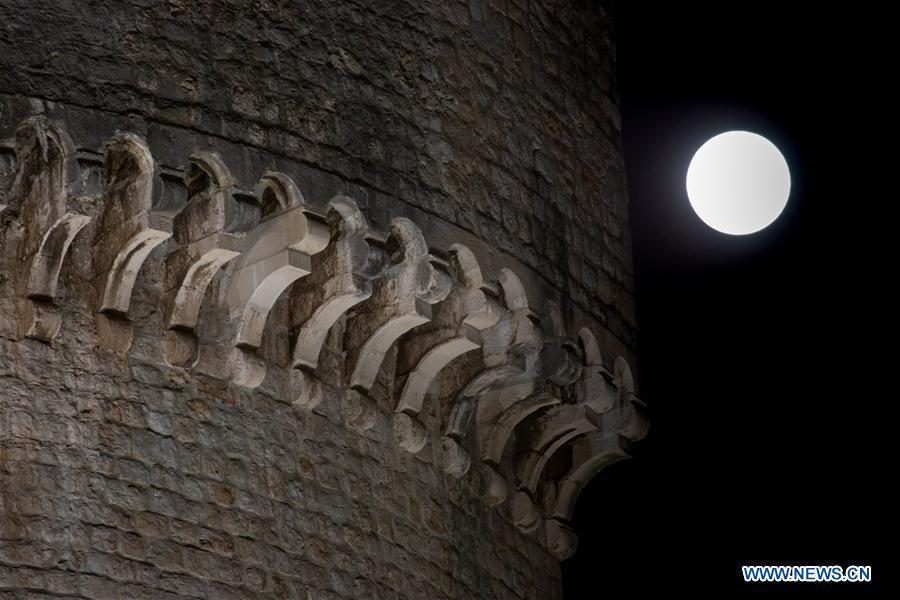 A full moon is seen over Dubrovnik, Croatia, on Feb. 19, 2019. (Xinhua/Grgo Jelavic)