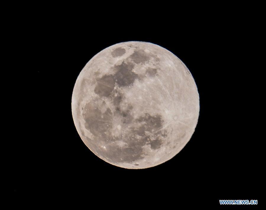 A full moon appears in the sky over Cairo, Egypt, on Feb. 19, 2019. (Xinhua/Wu Huiwo)