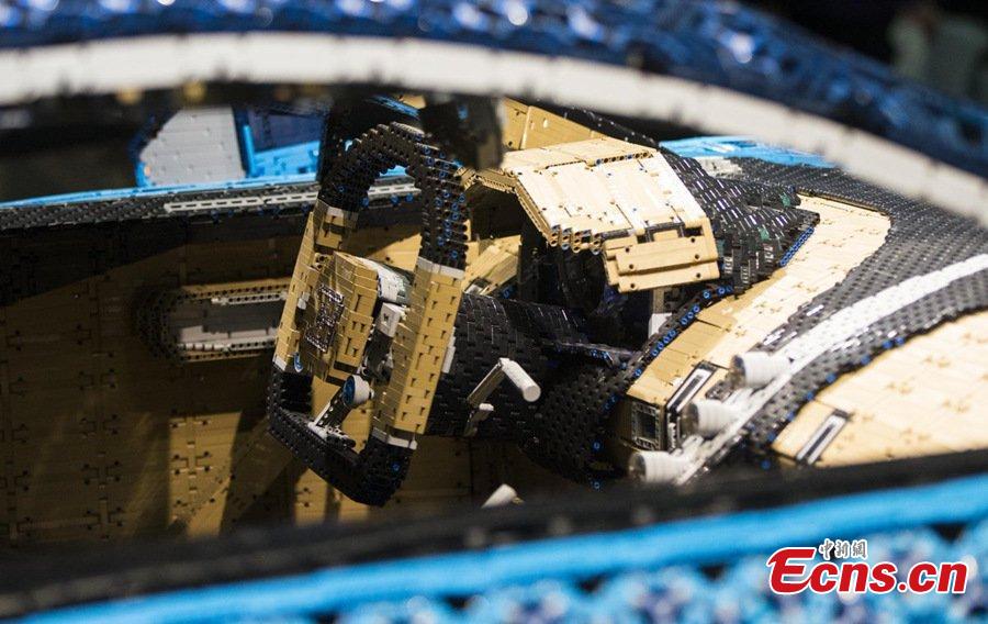 Drivable full-size Bugatti Chiron model made of LEGO Technic elements seen at Toronto Auto Show 2019, Feb. 19, 2019. (Photo/China News Service)