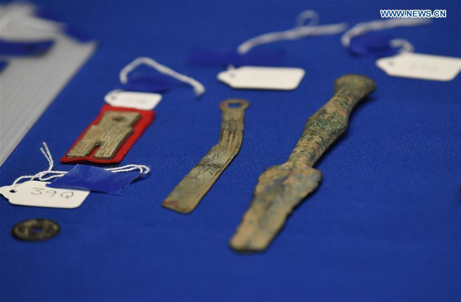 Photo taken on Feb. 28, 2019 shows relics during a repatriation event held in the Eiteljorg Museum of Indianapolis, capital city of state of Indiana, the United States. The United States announced the repatriation of 361 pieces of Chinese relics and artifacts to China at a ceremony on Thursday. (Xinhua/Liu Jie)