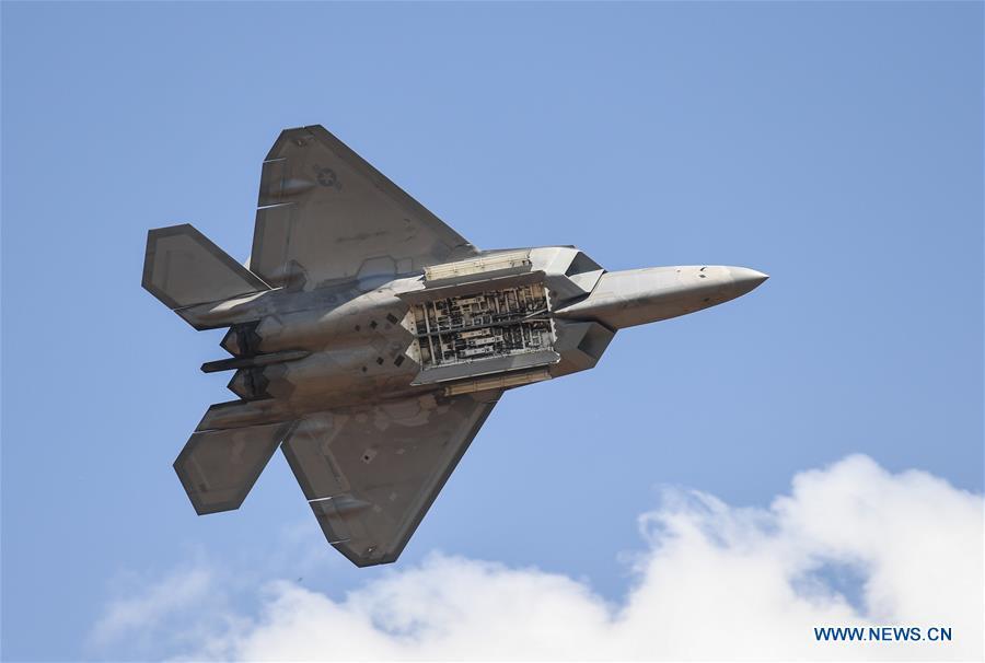 <?php echo strip_tags(addslashes(A U.S. Air Force F-22 flies during the Australian International Airshow and Aerospace & Defence Exposition at the Avalon Airport, Melbourne, on Feb. 28, 2019. (Xinhua/Bai Xuefei))) ?>
