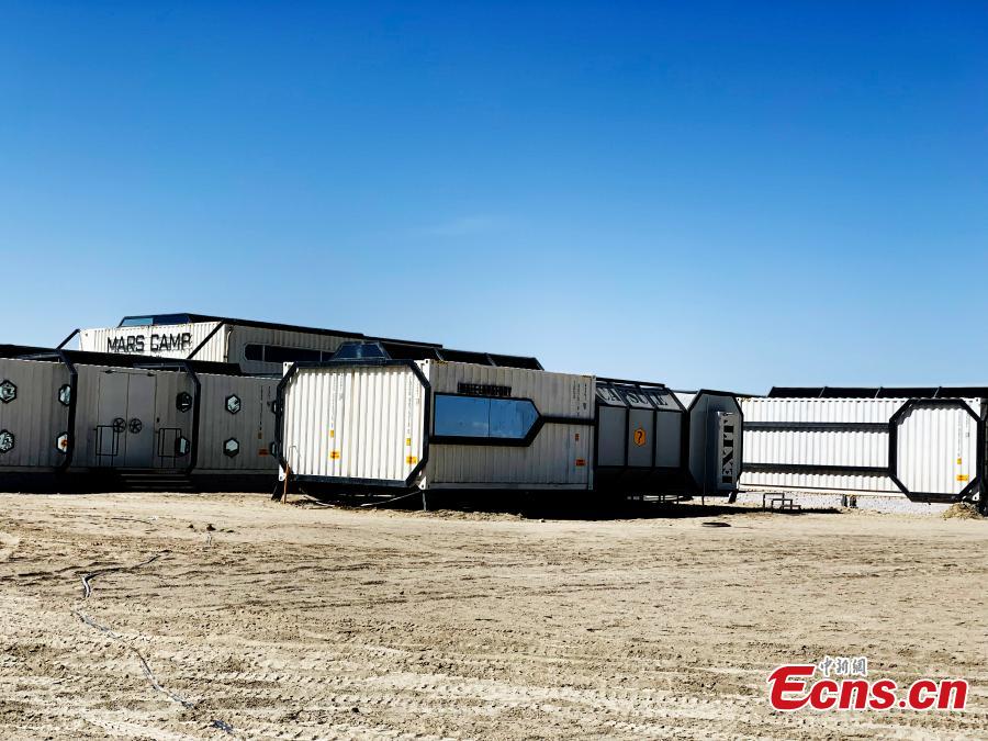 A living capsule at China\'s Mars Camp in Qinghai Province, which opened on March 1, 2019. Up to 100 people can be accommodated in capsules like this one at the 5.4 hectare simulation Mars base. (Photo: China News Service/Sun Rui)