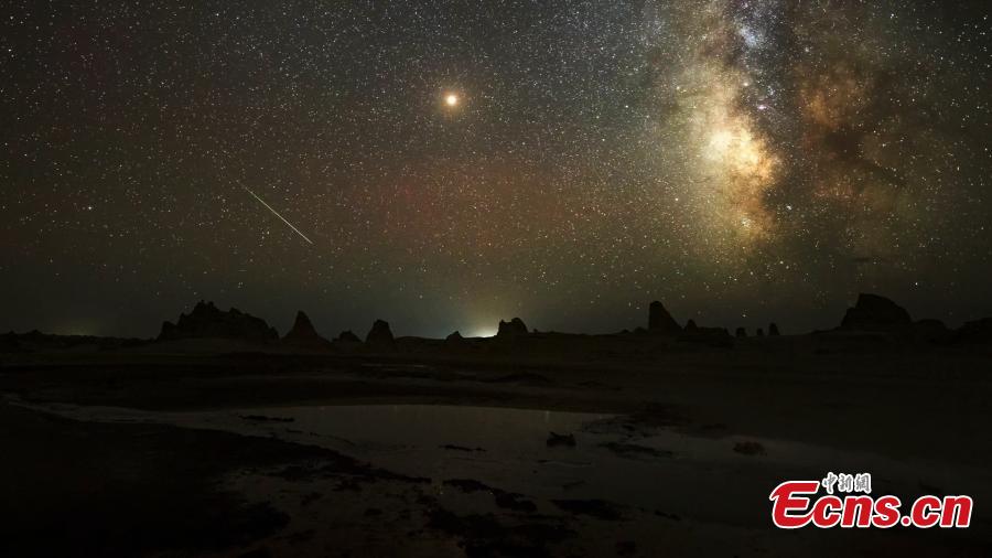 <?php echo strip_tags(addslashes(The stars in the sky observed at the Mars Camp in Lenghu Town, Northwest China's Qinghai Province, March 5, 2019. The camp is named for its unique Yadan landforms, or dry areas with wind erosion landscape. (Photo: China News Service/Ye Ziyi))) ?>