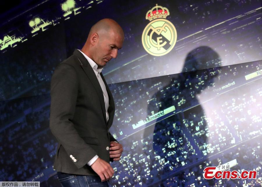 Newly appointed Real Madrid head coach Zinedine Zidane meet the press in Madrid, March 11, 2019. (Photo/Agencies)