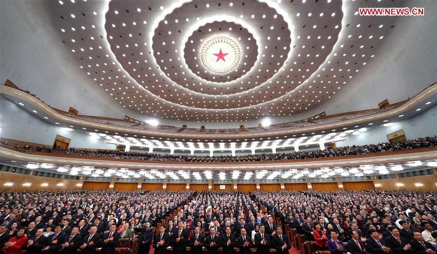 The second session of the 13th National People\'s Congress (NPC) holds its closing meeting at the Great Hall of the People in Beijing, capital of China, March 15, 2019. (Xinhua/Huang Jingwen)