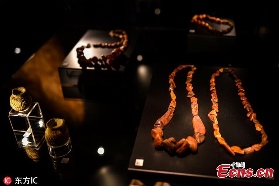 Archaeological exhibits are on display at the exhibition \