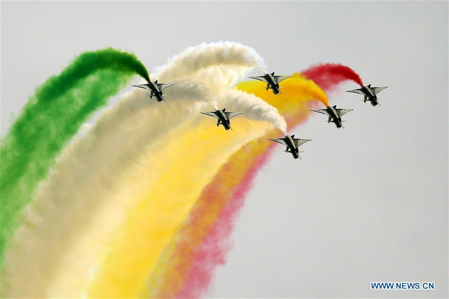 <?php echo strip_tags(addslashes(J-10 fighter jets of China's Bayi Aerobatic Team perform during the rehearsal of the Pakistan National Day army parade in Islamabad, capital of Pakistan, March 18, 2019. Pakistan National Day, also known as Pakistan Resolution Day or Republic Day, is celebrated annually on March 23. (Xinhua/Ahmad Kamal))) ?>