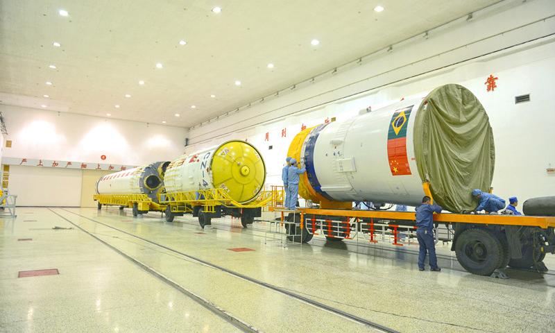 On Feb. 7, 2014, a Long March 4B rocket put the China-Brazil earth resources satellite into operation, the 200th launch of the Long March rocket series. (Photo provided by China Aerospace Science and Technology Corporation)