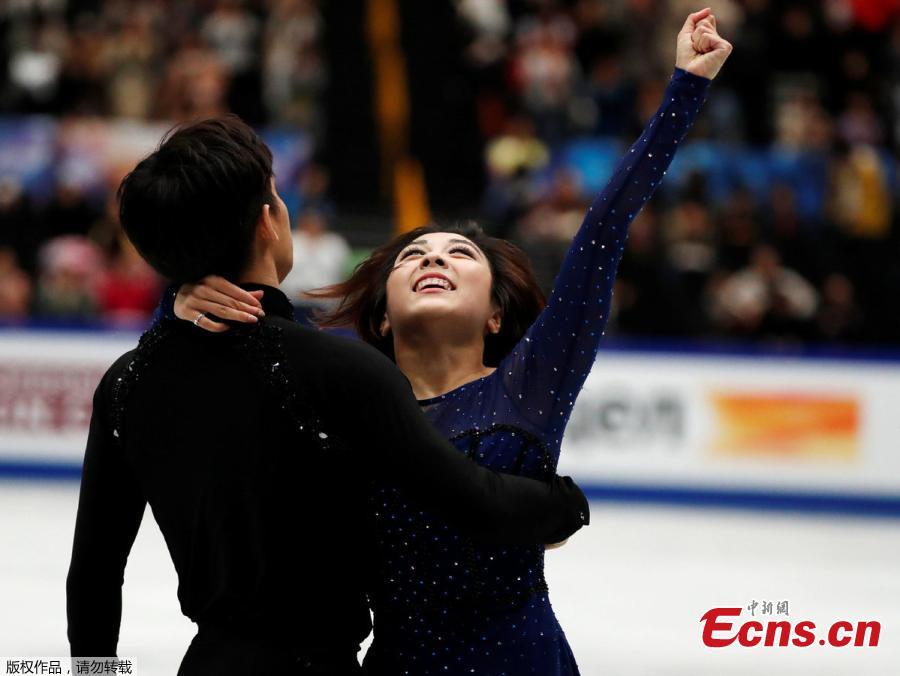China\'s Sui Wenjing (R) and Han Cong perform at the 2019 ISU Figure Skating World Championships in Saitama, Japan March 21, 2019.  (Photo/Agencies)