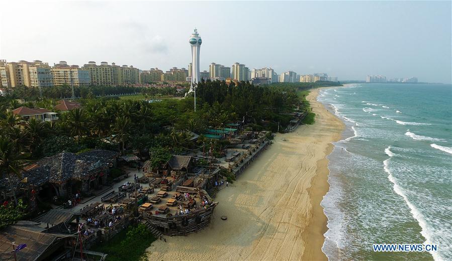 Aerial photo taken on March 19, 2019 shows the scenery of a beach in Boao Town of Qionghai City, south China\'s Hainan Province. This year\'s annual conference of the Boao Forum for Asia (BFA), scheduled from March 26 to 29 in Boao, a coastal town in China\'s southern island province of Hainan, will be themed \