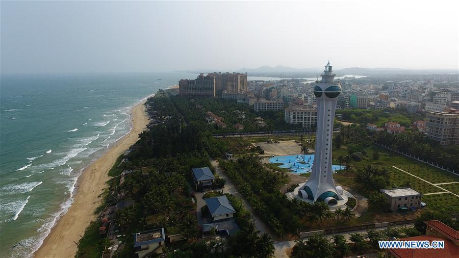 Aerial photo taken on March 19, 2019 shows a light house in Boao Town of Qionghai City, south China\'s Hainan Province. This year\'s annual conference of the Boao Forum for Asia (BFA), scheduled from March 26 to 29 in Boao, a coastal town in China\'s southern island province of Hainan, will be themed \