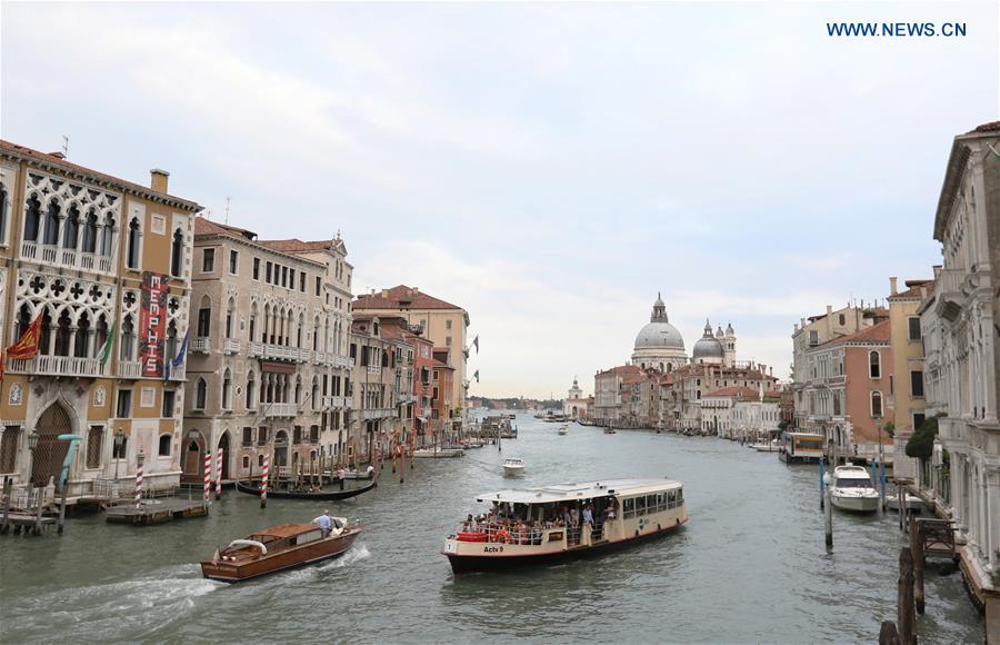 Photo taken on Sept. 8, 2018 shows the Canal Grande in Venice, Italy. (Xinhua/Cheng Tingting)