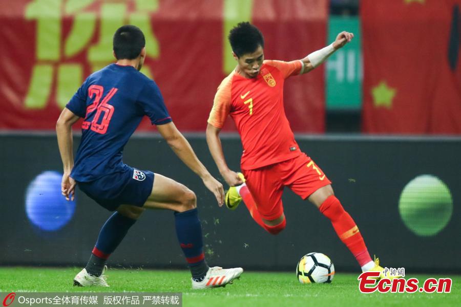 Wei Shihao #7 of China in action during 2019 China Cup International Football Championship between China and Thailand at Guangxi Sports Center on March 21, 2019 in Nanning, China. (Photo/Osports)

Fabio Cannavaro gave an ominous debut as head coach of Chinese men\'s soccer national team as his side lost to Thailand 1-0 at the opening match of China Cup on Thursday.