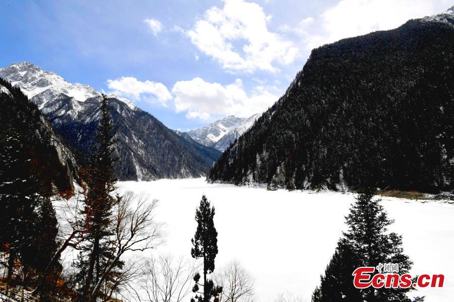 Snow and ice begin to melt as spring arrives in the Jiuzhaigou Valley Scenic Area in Sichuan Province, a UNESCO world heritage site, March 25, 2019. Jiuzhaigou, which literally means \