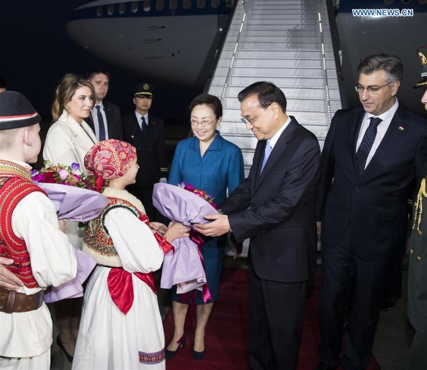 <?php echo strip_tags(addslashes(Chinese Premier Li Keqiang arrives in Zagreb, Croatia on April 9, 2019. Li arrived in Croatia on Tuesday for an official visit to the country and the eighth leaders' meeting of China and Central and Eastern European Countries (CEECs) in the Croatian seaside city Dubrovnik. (Xinhua/Huang Jingwen))) ?>