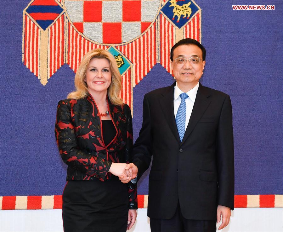 <?php echo strip_tags(addslashes(Chinese Premier Li Keqiang (R) meets with Croatian President Kolinda Grabar-Kitarovic in Zagreb, Croatia, April 10, 2019. (Xinhua/Shen Hong))) ?>
