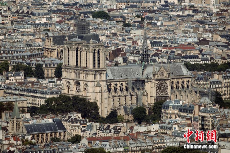 Aerial photo shows the view of the Notre-Dame Cathedral in Paris. (Photo/Agencies)