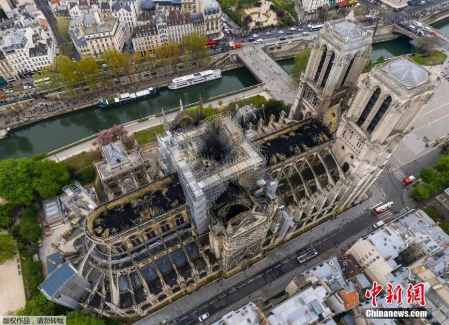 Aerial image shows the tragic extent of the damage caused to Paris\' iconic Notre Dame Cathedral, ravaged by a massive blaze on Monday night, April 17, 2019. (Photo/Agencies)