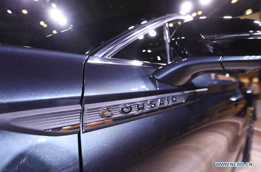The all-new 2020 Lincoln Corsair is seen during the media preview of the 2019 New York International Auto Show in New York, the United States, April 17, 2019. The 2019 New York International Auto Show will be open to public on Friday. (Xinhua/Wang Ying)