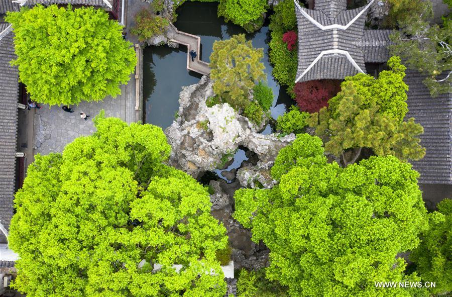 <?php echo strip_tags(addslashes(Aerial photo taken on April 19, 2019 shows the scenery of the Mountain Villa with Embracing Beauty in Suzhou, east China's Jiangsu Province. Suzhou is home to dozens of famous classical gardens that have inventive and exquisite design and oriental aesthetics. Nowadays more than 60 of them are still in existence, among which the Humble Administrator's Garden, Lingering Garden and the Lion Grove Garden are on the UNESCO's World Heritage List. (Xinhua/Li Xiang))) ?>