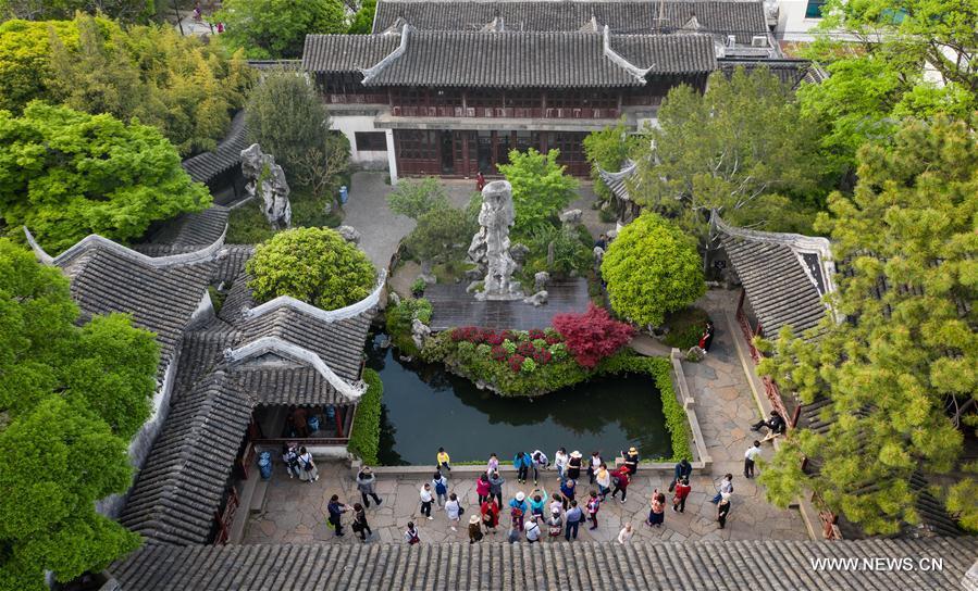 <?php echo strip_tags(addslashes(Aerial photo taken on April 18, 2019 shows the scenery of Lingering Garden in Suzhou, east China's Jiangsu Province. Suzhou is home to dozens of famous classical gardens that have inventive and exquisite design and oriental aesthetics. Nowadays more than 60 of them are still in existence, among which the Humble Administrator's Garden, Lingering Garden and the Lion Grove Garden are on the UNESCO's World Heritage List. (Xinhua/Li Xiang))) ?>