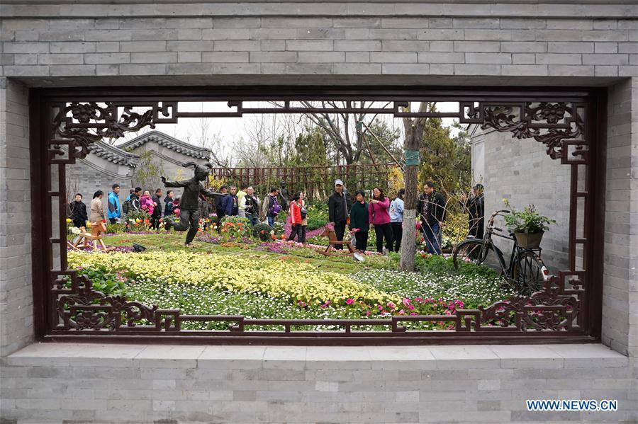 Visitors tour the Beijing Garden of the 2019 Beijing International Horticultural Exhibition (Expo 2019 Beijing) during a trial run in Yanqing District of Beijing, capital of China, April 20, 2019. Beijing on Saturday held a trial opening of the site for the upcoming 2019 Beijing International Horticultural Exhibition to test the reception capacity of the event. About 60,000 people visited the 503-hectare expo site Saturday. (Xinhua/Ju Huanzong)