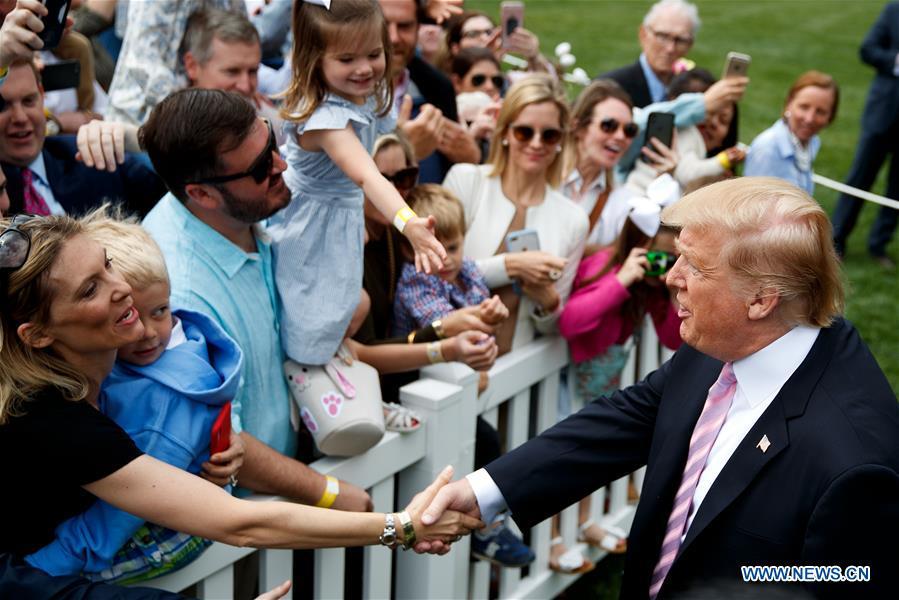 <?php echo strip_tags(addslashes(U.S. President Donald Trump (front R) attends the annual Easter Egg Roll at the White House in Washington D.C., the United States, on April 22, 2019. White House Easter Egg Roll was held on the South Lawn on Monday as the annual tradition entered its 141st year. (Xinhua/Ting Shen))) ?>