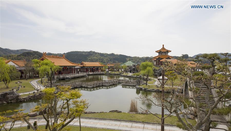 <?php echo strip_tags(addslashes(Photo taken on April 18, 2019 shows a view at the Encho-en garden in Tottori, Japan. Covering an area of about 10,000 square meters, Encho-en is one of the biggest full-scaled Chinese-style garden in Japan. It was built in 1995 to show the friendship between Tottori and north China's Hebei Province. The designing and materials procurement and processing took place in China. The main building was shop-assembled in China before the final assembly in Japan. All these steps were supervised by Chinese engineers. (Xinhua/Du Xiaoyi))) ?>
