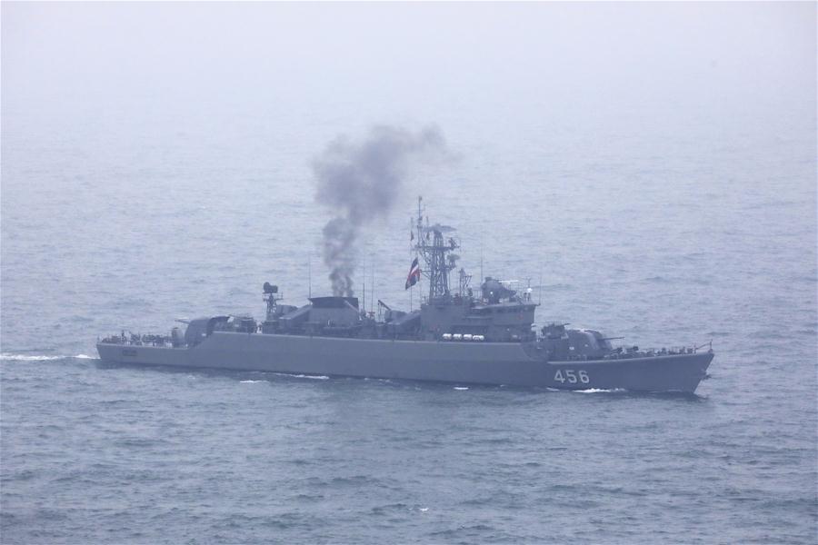 <?php echo strip_tags(addslashes(Aerial photo taken on April 23, 2019 shows Royal Thai Navy frigate HTMS Bangpakong in the waters off Qingdao, east China's Shandong Province. (Xinhua/Ju Zhenhua))) ?>