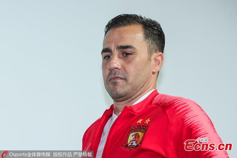 A file photo of Fabio Cannavaro. Fabio Cannavaro announced on social media he is quitting as coach of China\'s national soccer team. (Photo/Osports)