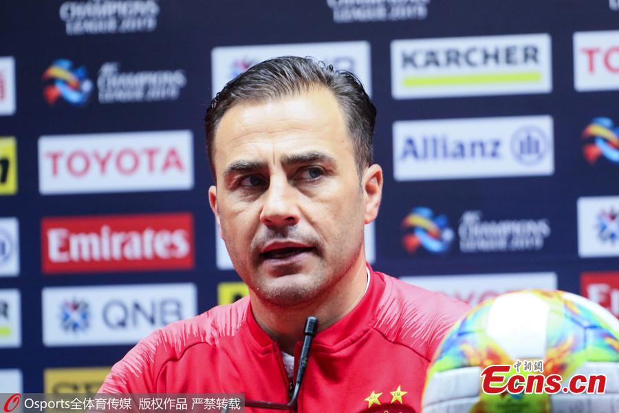 A file photo of Fabio Cannavaro. Fabio Cannavaro announced on social media he is quitting as coach of China\'s national soccer team. (Photo/Osports)
