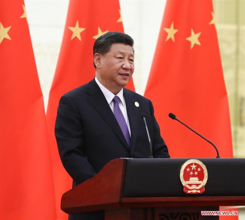 <?php echo strip_tags(addslashes(Chinese President Xi Jinping delivers a speech at a banquet in honor of guests who are in Beijing to attend the Conference on Dialogue of Asian Civilizations (CDAC), May 14, 2019. Xi and his wife Peng Liyuan hosted the banquet in Beijing on Tuesday. (Xinhua/Ju Peng))) ?>