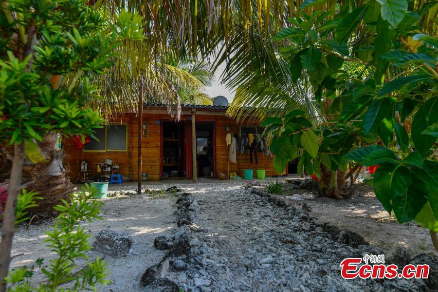 The house of a local fisherman on Ganquan Island in the Xisha Yongle Islands group in South China\'s Hainan Province, May 22, 2019. (Photo: China News Service/Luo Yunfei)