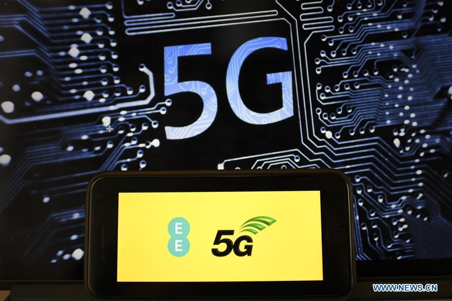 <?php echo strip_tags(addslashes(Photo taken on May 30, 2019 shows the logo of 5G network in London, Britain. Mobile network operator EE said on last Wednesday that it would launch Britain's first 5G service in six major cities on May 30th. (Xinhua/Han Yan))) ?>