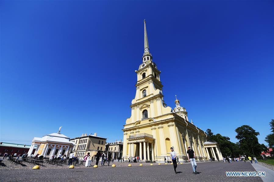 <?php echo strip_tags(addslashes(Photo taken on June 4, 2019 shows the Peter and Paul cathedral in St. Petersburg, Russia. St. Petersburg is Russia's second largest city. (Xinhua/Sadat))) ?>