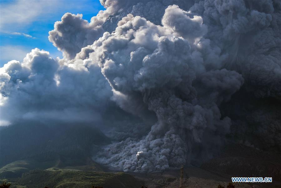 <?php echo strip_tags(addslashes(The photo taken on June 9, 2019 shows Mount Sinabung spewing thick ash in Karo, North Sumatra, Indonesia. A column of thick ash was spewed seven km high to the sky from the crater of Mount Sinabung volcano in Sumatra Island of western Indonesia on Sunday, the country's national volcanology agency said. (Xinhua/Anto Sembiring))) ?>