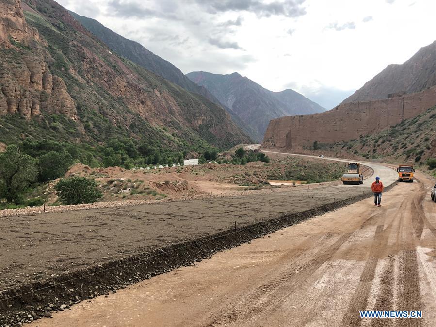 <?php echo strip_tags(addslashes(Photo taken on May 24, 2019 shows the construction site of a road built by a Chinese company in Jalal-Abad, Kyrgyzstan. (Xinhua/Ma Xiaocheng))) ?>