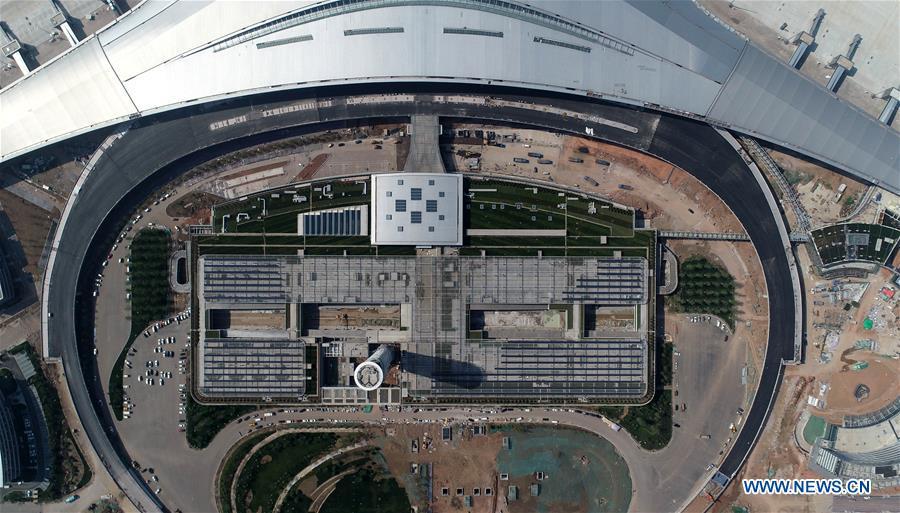<?php echo strip_tags(addslashes(Aerial photo taken on June 12, 2019 shows the Qingdao Jiaodong International Airport under construction in Qingdao, east China's Shandong Province. (Xinhua/Li Ziheng))) ?>