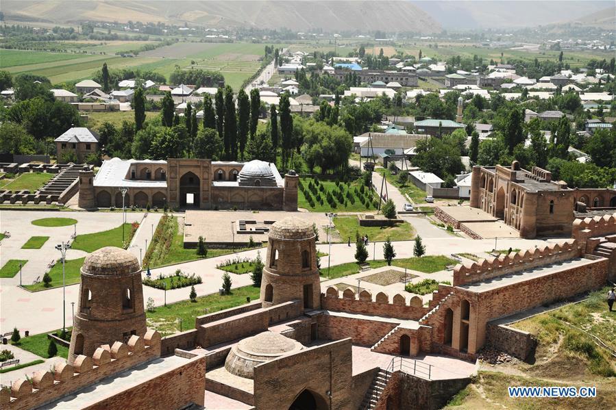 <?php echo strip_tags(addslashes(Photo taken on June 12, 2019 shows the view of Hisor Fortress in Hisor, west of Dushanbe, Tajikistan. (Xinhua/Sadat))) ?>