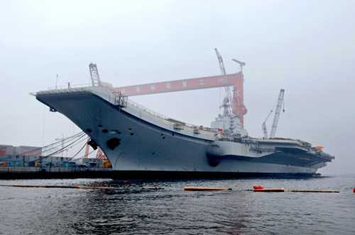 The aircraft carrier left its shipyard at Dalian Port in northeast Liaoning Province on Wednesday morning to start its first sea trial.