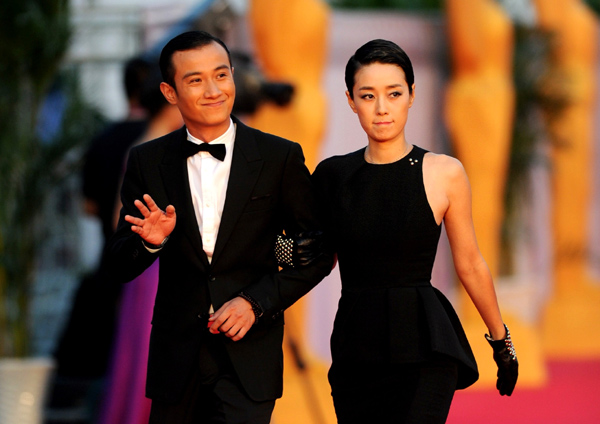 Actor Wen Zhang and his actress wife Ma Yili attend a film festival in Shaoxing, Zhejiang province, in 2012. Wen made headlines recently after he admitted having an affair with another actress. [Photo / Xinhua]