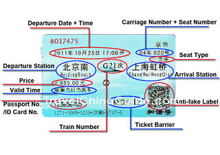 A ticket sample, picture from Chinatravel.com.