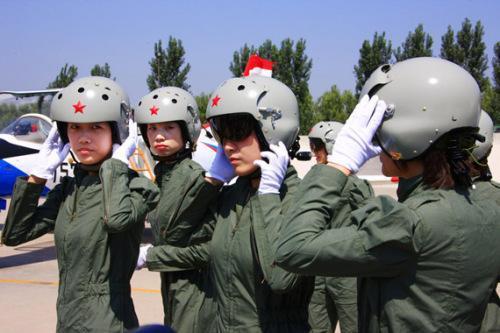 File Photo: Chinese female pilots of the J-10 combat aircraft