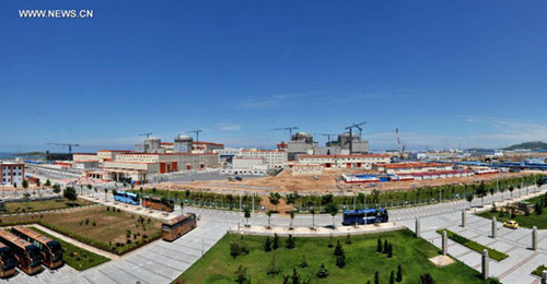 Photo taken on July 12, 2012 shows the Hongyanhe nuclear power station near Wafangdian, northeast China's Liaoning Province. The Hongyanhe nuclear power station, the first nuclear power plant and largest energy project in northeast China, started operation