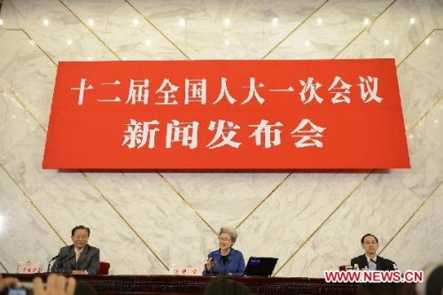The news conference on the first session of the 12th National People's Congress (NPC) is held at the Great Hall of the People in Beijing, capital of China, March 4, 2013.(Xinhua/Wang Peng)