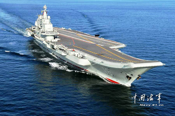 China's aircraft carrier <i>Liaoning</i>'s sea trial in October 2012. [Photo/Navy.81.cn]