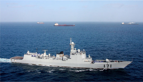 The PLA navy destroyer <i>Haikou</i> has undertaken more than 30 missions since the vessel was commissioned in 2005. Provided to China Daily