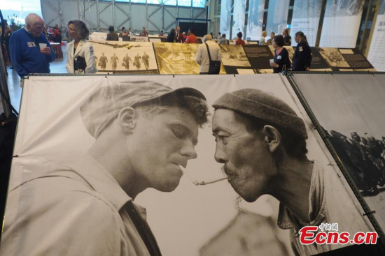 National Memories, a photo exhibition featuring US-China collaboration on the China-Myanmar-India battlefield during the World War II, is opened to visitors at the Pacific Aviation Museum Pearl Harbor in Hawaii, March 14, 2015. (Photo: China News Service/Mao Jianjun) 