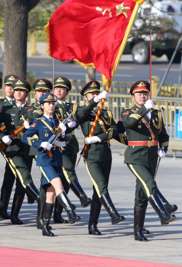 A PLA honor guard takes part in a parade in Beijing earlier this month. (Photo: China Daily/ Wu Zhiyi)