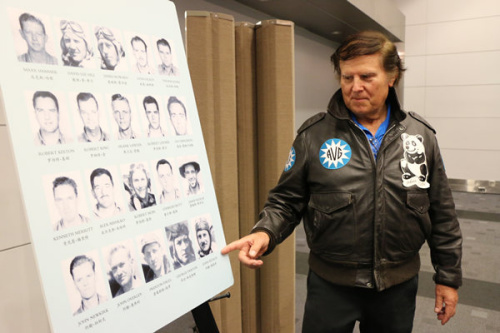 Dan Petach talks on Monday about his uncle John Petach who served in China under General Claire Lee Chennault, commander of the Flying Tigers, or the American Volunteer Group, during WWII in China helping the Chinese fighting Japanese aggressors. An exhibit, titled Welcome Home, Flying Tigers, is being held on July 27-28 at the Ronald Reagan Building in Washington. (Photo by Chen Weihua/China Daily)